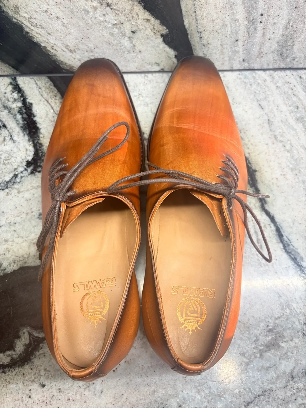 Rawls Men’s UK 9 Cognac Burnished Leather Dress Shoes Leather Sole